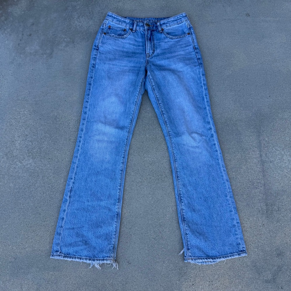 American Eagle 90s Bootcut Jeans Womens 6 Medium Wash Distressed 100% Cotton